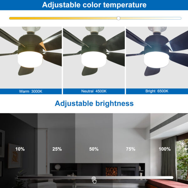 E26/E27 Socket Fan Light with Remote 15 Inch Black - Image 3