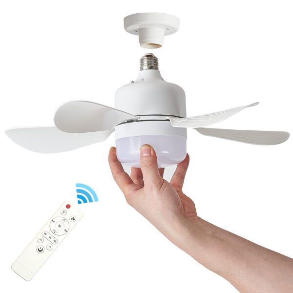 E26/E27 Socket Fan Light with Remote 15 Inch White