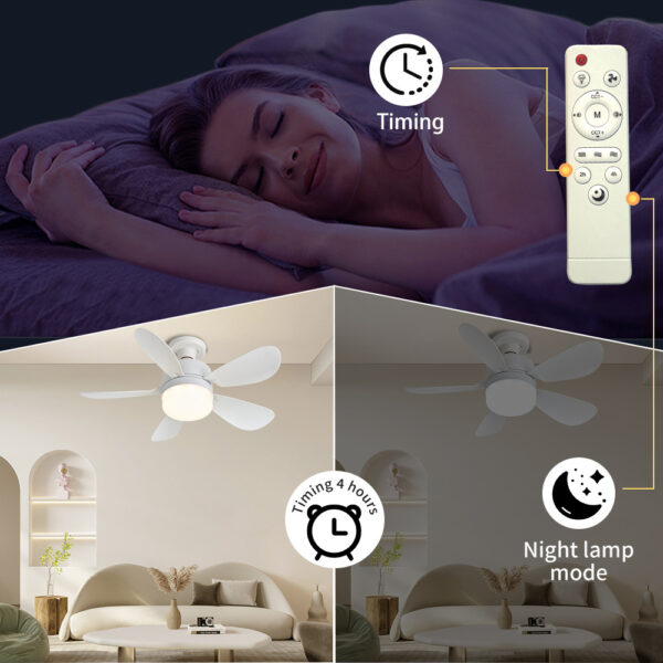 E26/E27 Socket Fan Light with Remote 15 Inch White - Image 6