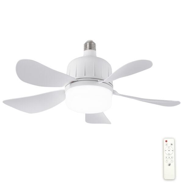 E26/E27 Socket Fan Light with Remote 17 Inch White