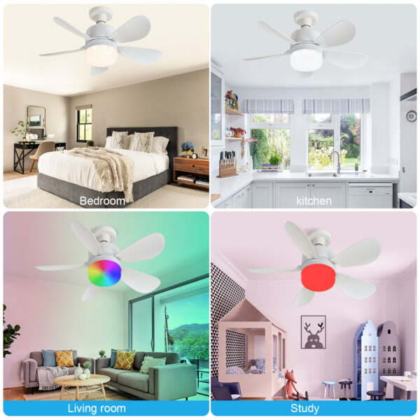 20.5in Screw Socket Ceiling Fans with Lights RGB Daylight White - Image 7
