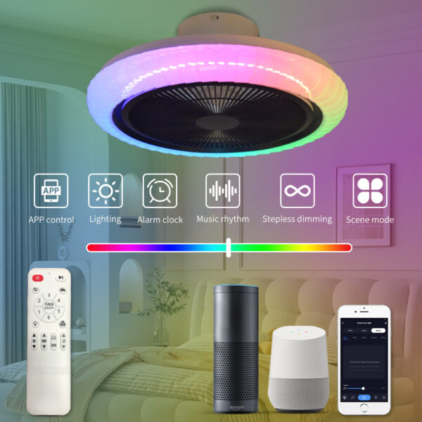 20" Smart Ceiling Fans with RGB Lights Remote/APP/Voice Control - Image 3