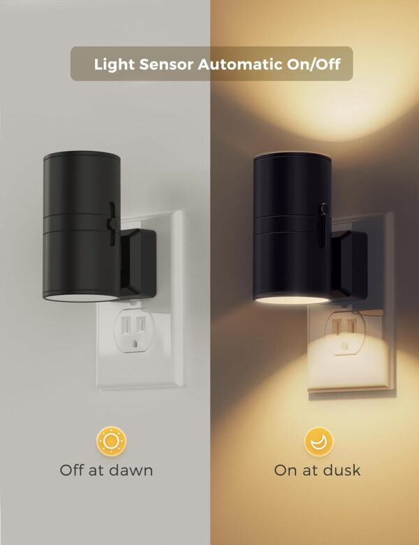 Plug In LED Night Light for Home 3000K Warm White 2 Pack Black - Image 2