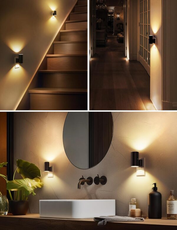 Plug In LED Night Light for Home 3000K Warm White 2 Pack Black - Image 5