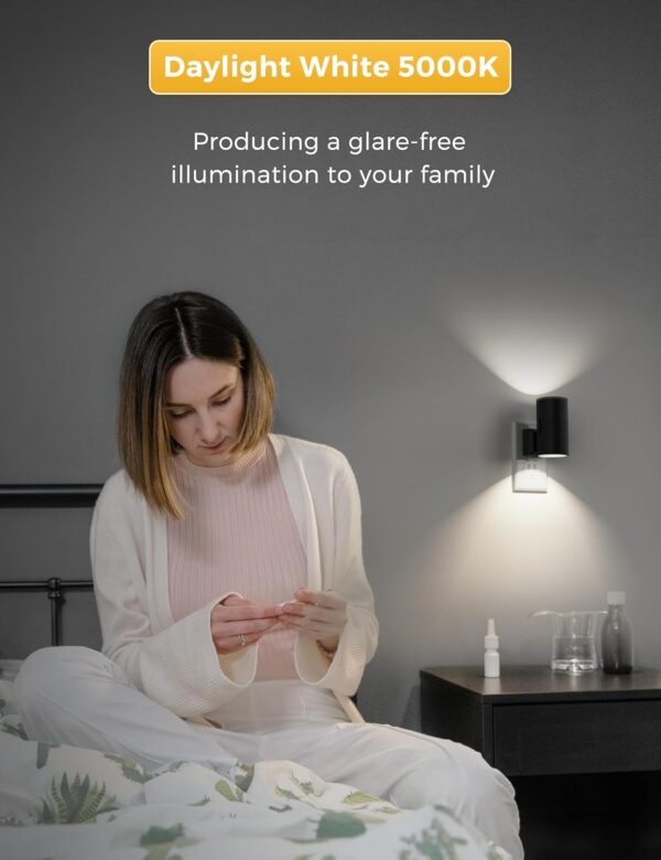 Plug In LED Night Light for Home 5000K Daylight White 2 Pack Black - Image 5