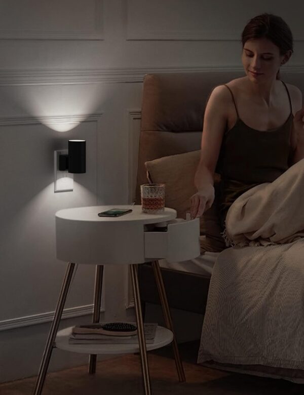 Plug In LED Night Light for Home 5000K Daylight White 2 Pack Black - Image 8