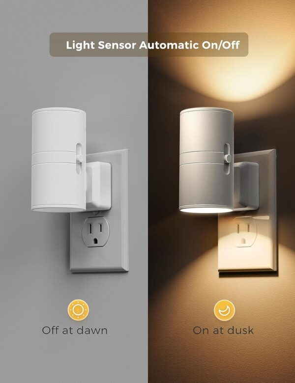 Plug In LED Night Light for Home 3000K Warm White 2 Pack White - Image 2