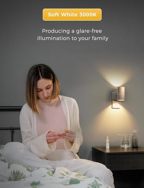 Plug In LED Night Light for Home 3000K Warm White 2 Pack White - Image 6