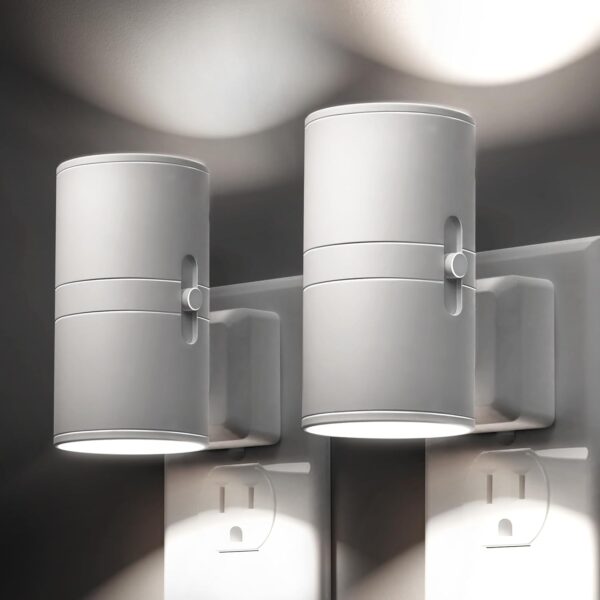 Plug In LED Night Light for Home 5000K Daylight White 2 Pack White