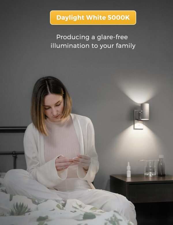 Plug In LED Night Light for Home 5000K Daylight White 2 Pack White - Image 5